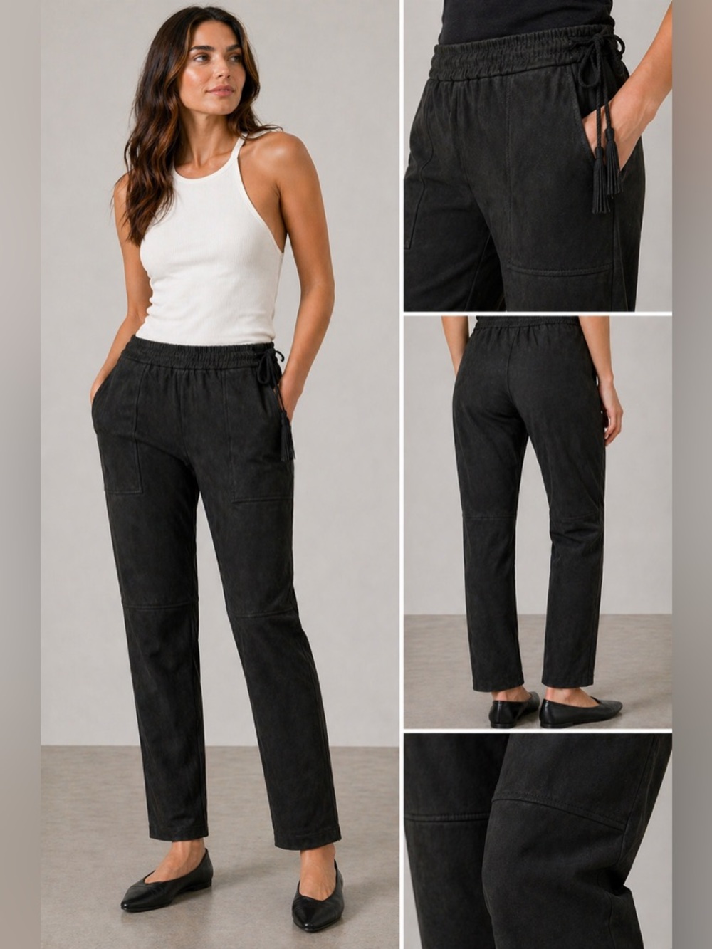 MUUBAA Black Goat Leather Joggers size M